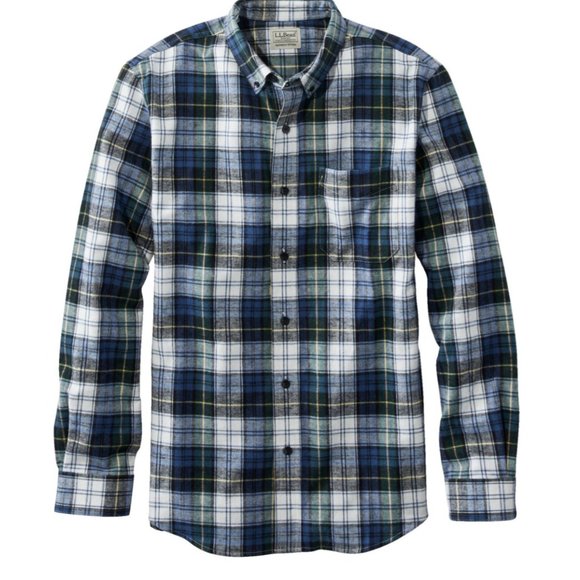 Men's LL Bean Traditional Fit Button Down Shirt Tartan Navy Blue Green XXL NEW - Picture 1 of 4